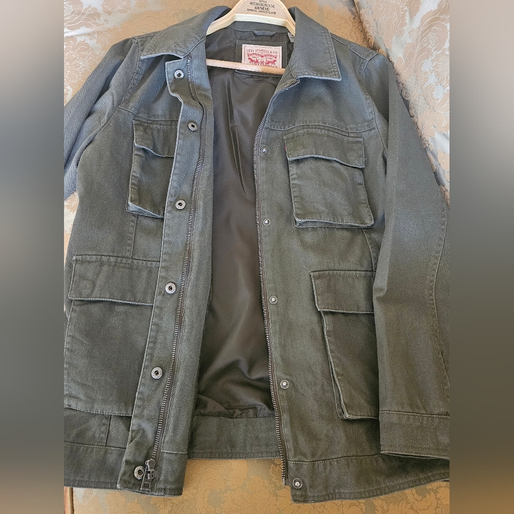 NWOT Levi Strauss & Company Women's Safari Denim Olive Green Utility Jacket - Picture 4 of 16